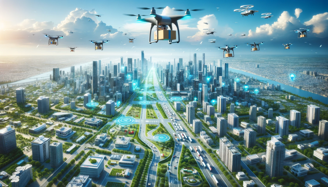 Drone delivering package